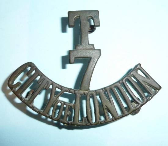 T/7/City of London Battalion (The London Regiment) Bronzed Finish One Piece Brass Shoulder Title
