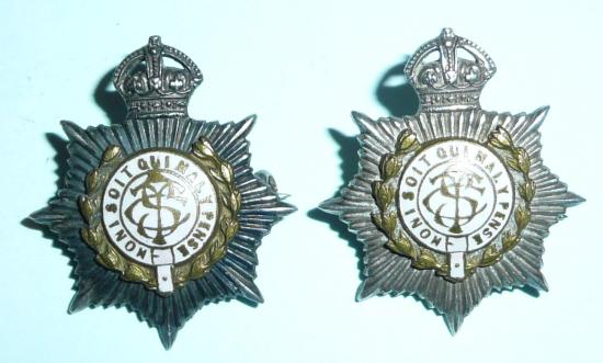 Indian Army  - IASC Indian Army Service Corps Pair of Officers Enamel, Gilt & Silver Collar Badges