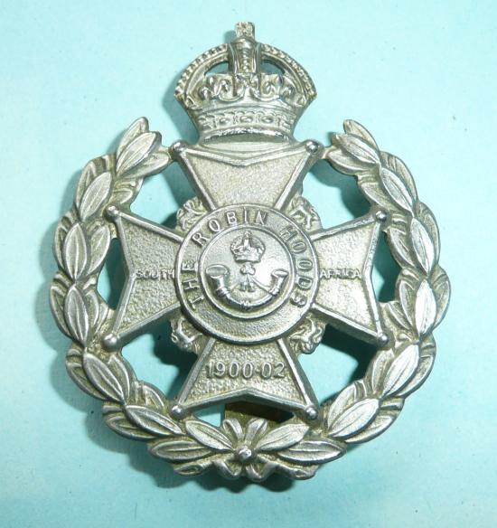 Robin Hood Rifles (7th Battalion The Sherwood Foresters) White Metal Cap Badge - Gaunt Marked