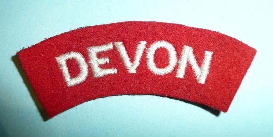 Devon White on Red Woven Cloth Felt Shoulder Title