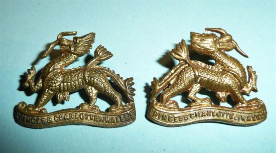 The Royal Berkshire Regiment Facing Pair of Other Ranks Collar Badges