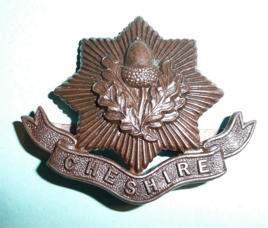 WW1 Cheshire Regiment Officers OSD Bronze Cap Badge, Blades by Gaunt