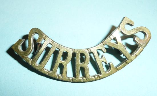 Pre WW1 Surreys (2nd Battalion East Surrey Regiment) Brass Shoulder Title