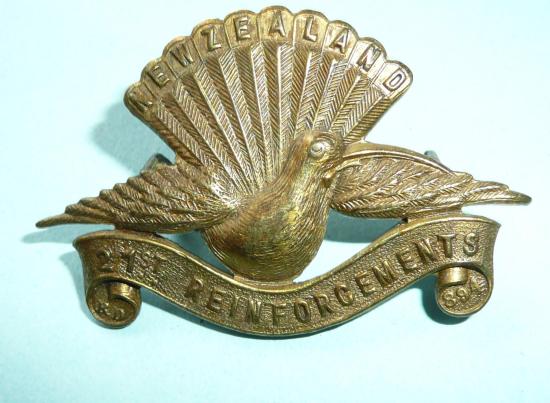 Scarce WW1 21st New Zealand Reinforcements to the 1st New Zealand Expeditionary Force Brass Cap Badge