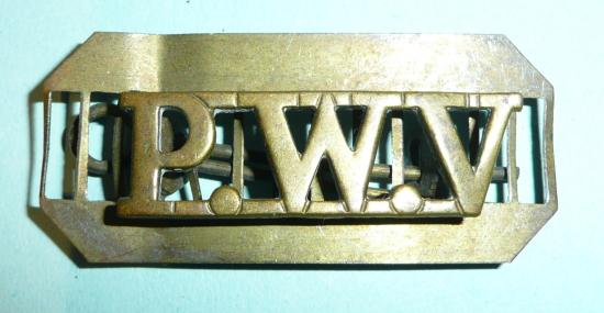 PWV  South Lancashire Regiment (The Prince of Wales's Volunteers) Other Ranks Brass Shoulder Title on Backing Plate