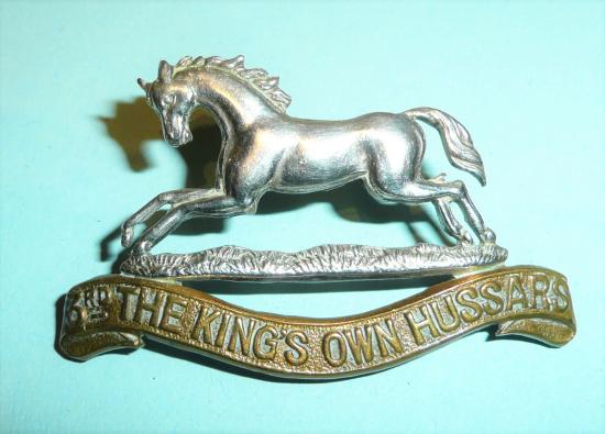 3rd The Kings Own Hussars Officers Silver Plated & Gilt Cap Badge