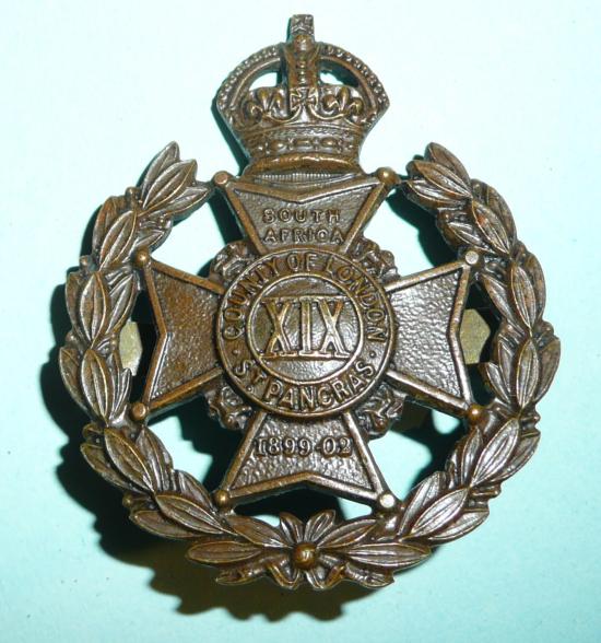 19th County of London Regiment St. Pancras Rifles Officers OSD cap badge - Blades