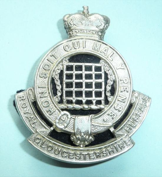 Royal Gloucestershire Hussars White Metal Pouch Badge