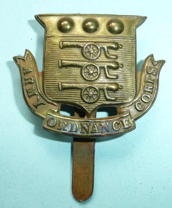WW1 Army Ordnance Corps Other Ranks Brass Cap Badge - Long slider