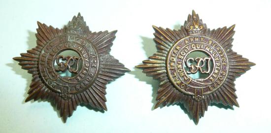 WW2 Royal Indian Army Service Corps (RIASC)  Officers Bronze OSD Collar Badges