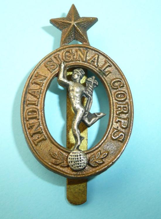 WW2 Indian Signal Corps Bi Metal Cap Badge - Maker Named