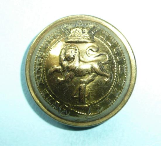 4th (Kings Own) Regiment of Foot Other Ranks Large Pattern Brass  Button, Pre 1881