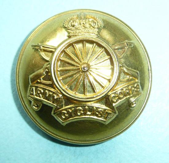 WW1 Army Cyclists Officers Fire Gilt Large Pattern Button