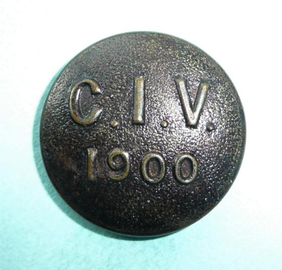 Boer War City Imperial Volunteers (CIV) Boer War raised unit large pattern blackened brass button