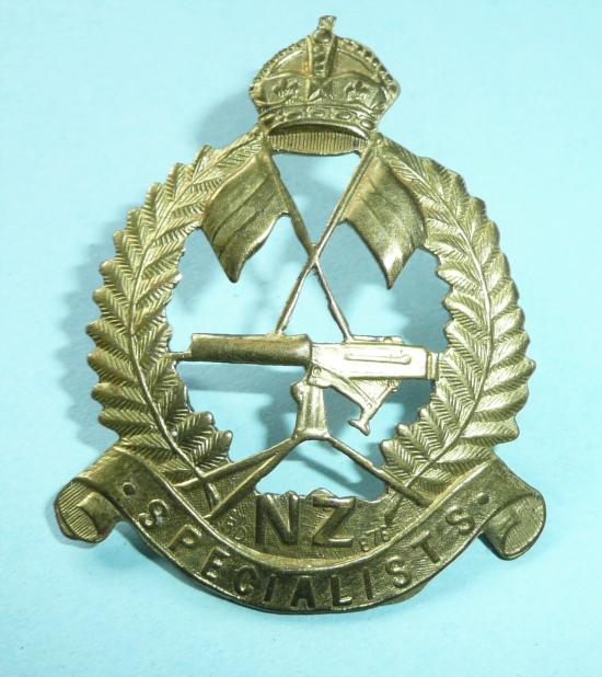 WW1 New Zealand (NZ)  Third Pattern Machine Gunners / Signallers / Specialists Reinforcements Brass Gilding Metal Cap Badge