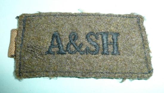 WW2 Argyll & Sutherland Highlanders Black on Khaki Woven Shoulder Slip-on Slide