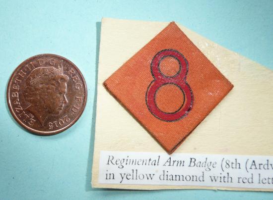 8th (Ardwick) Territorial Battalion The Manchester Regiment Cloth Stenciled and Painted Regimental Flash Formation Sign Designaton Arm Badge