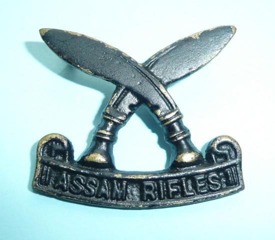 Indian Army - Assam Rifles Blackened Brass Cast Cap Badge
