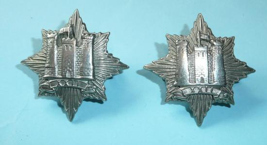 WW2 War Raised Unit - 22nd Dragoons White Metal Matched Collar Badges