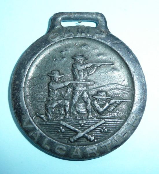 WW1 Canadian Valcartier Camp Bronze Watch Fob Bronzed Spelter Medallion