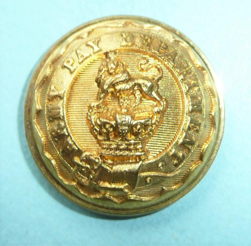 Victorian Army Pay Department Button Officers Large Pattern Fire Gilt Button