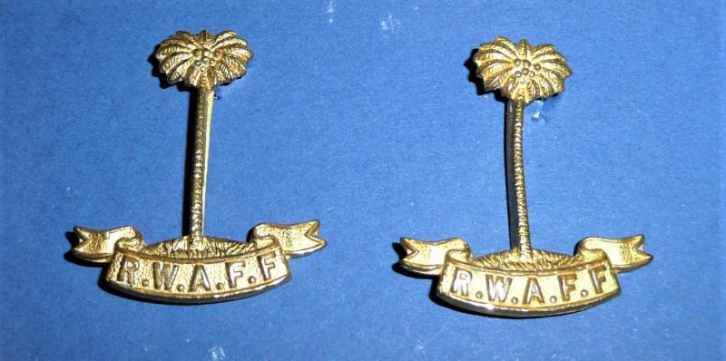 RWAFF Royal West African Frontier Force Pair of Officers Gilt Collar Badges