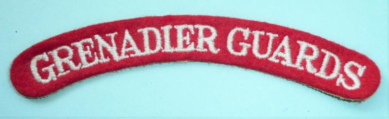 Grenadier Guards White on Red Embroidered Cloth Shoulder Title