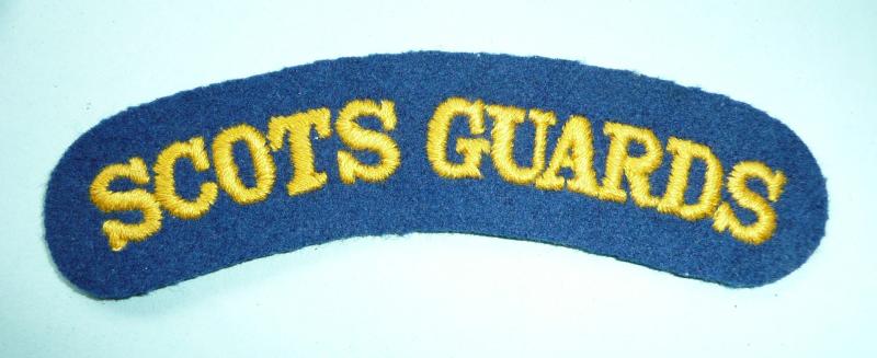 Scots Guards Embroidered Cloth Yellow on Blue Shoulder Title