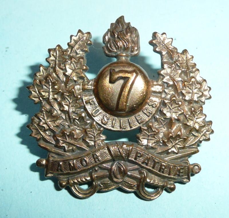 Canadian Militia The 7th Regiment (Fusiliers) Copper Collar badge, 1906-1914