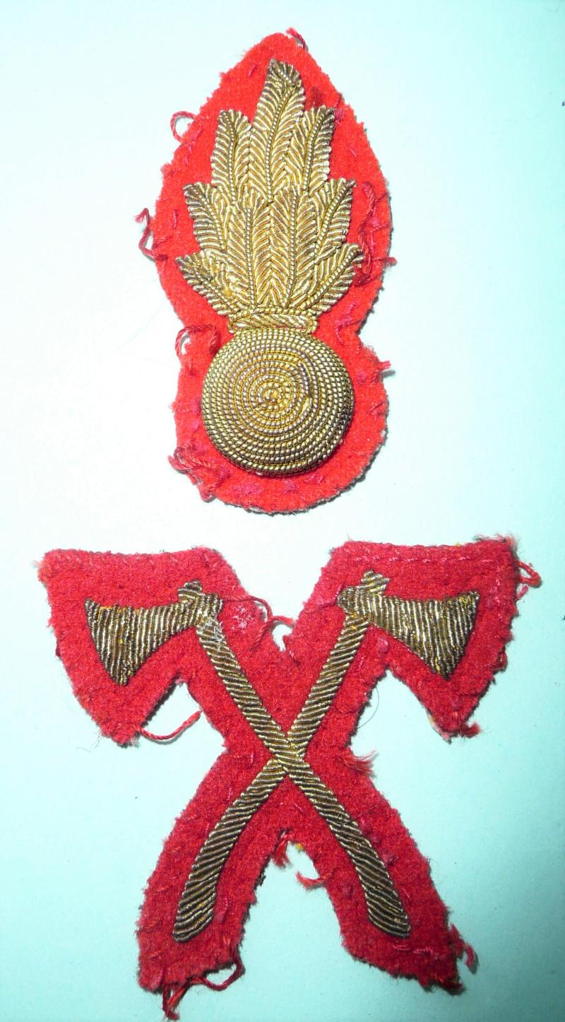 Royal Welch Fusiliers (RWF) Pioneers Full Dress Ceremonial Matched Set of Bullion Badges