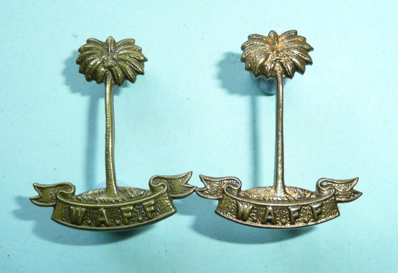 West African Frontier Force (WAFF) Pair of Brass Collar Badges - Dowler Collar Badges