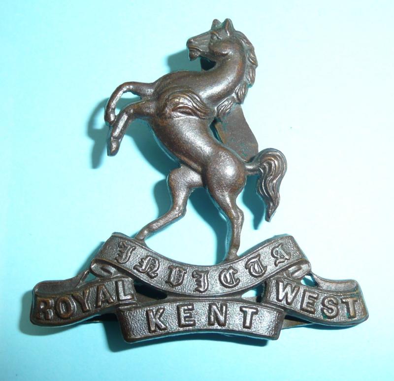 Royal West Kent Regiment Officers OSD Bronze Cap Badge - 3 Blades