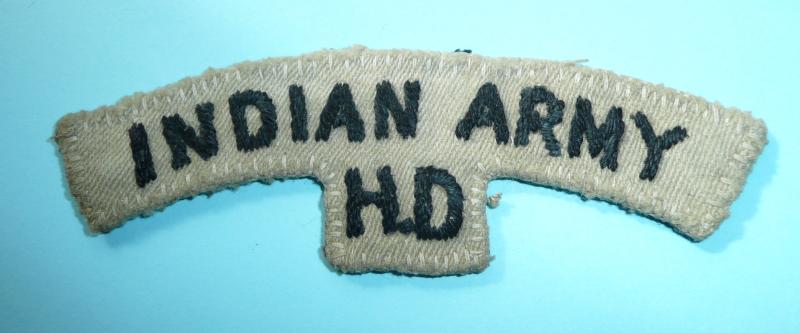 WW2 Indian Army Holding Detachments Embroidered Felt Cloth Shoulder Title