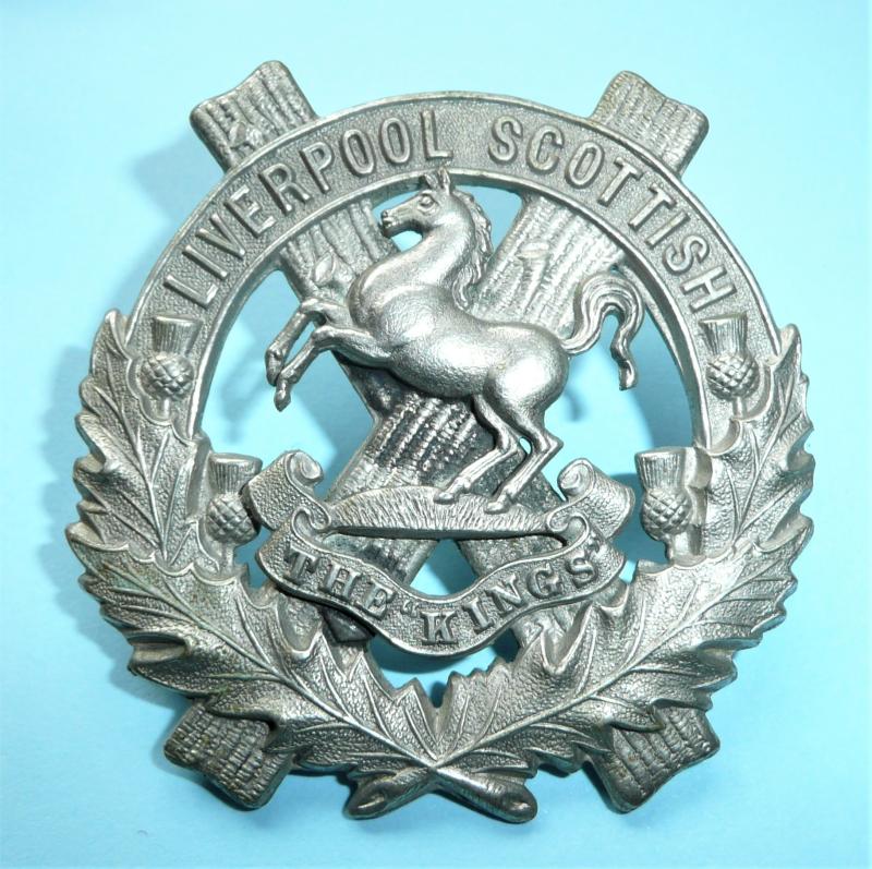 10th (Scottish) Territorial Force Battalion The Kings Liverpool Regiment White Metal Glengarry Badge