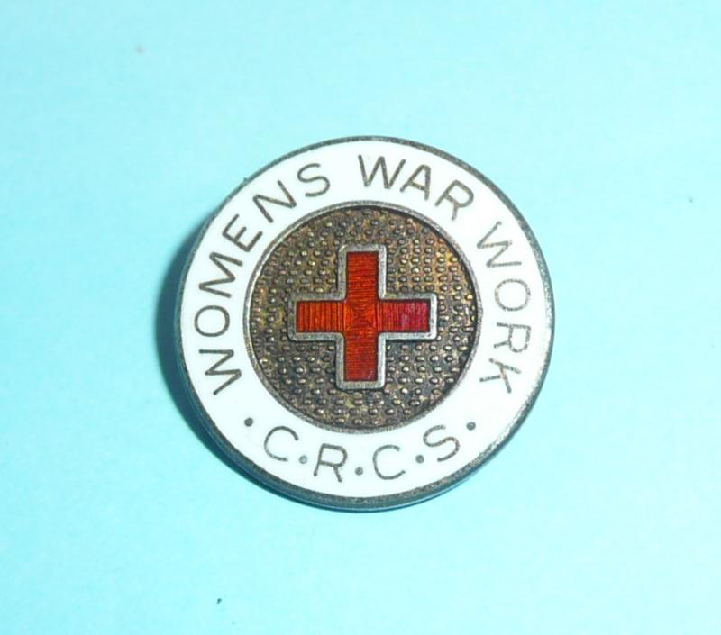 WW2 Era Canadian Red Cross Society (CRCS) Womens War Work Enamel Lapel Pin Badge - Silver Gilt and markedSterling