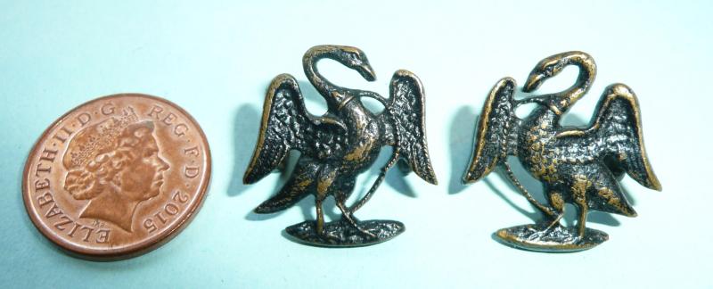 1st Buckinghamshire (Bucks) Rifle Volunteer Corps (RVC) Other Ranks Matched and Facing Pair of  Blackened Brass Collar Badges