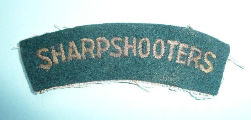 WW2 - 3rd / 4th County of London Yeomanry ( Sharpshooters ) Embroidered / Woven Cloth Shoulder Title