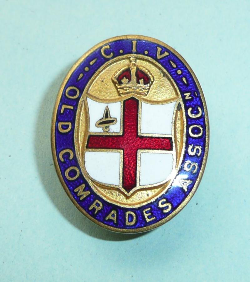 Boer War Veterans CIV (City of London Imperial Volunteers) Old Comrades Association (OCA) Enamel & Gilt Lapel Buttonhole Badge