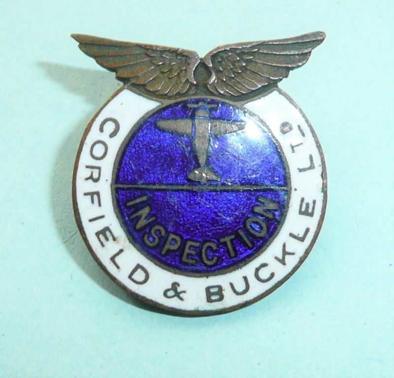 WW2 Corfield & Buckle Limited On War Service Inspectors Lapel Overalls Badge