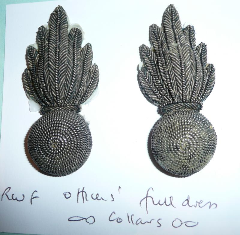 Matched Pair of Royal Welsh Fusiliers (RWF) Officers No 1 Dress Facing Silver Bullion Collar Badges