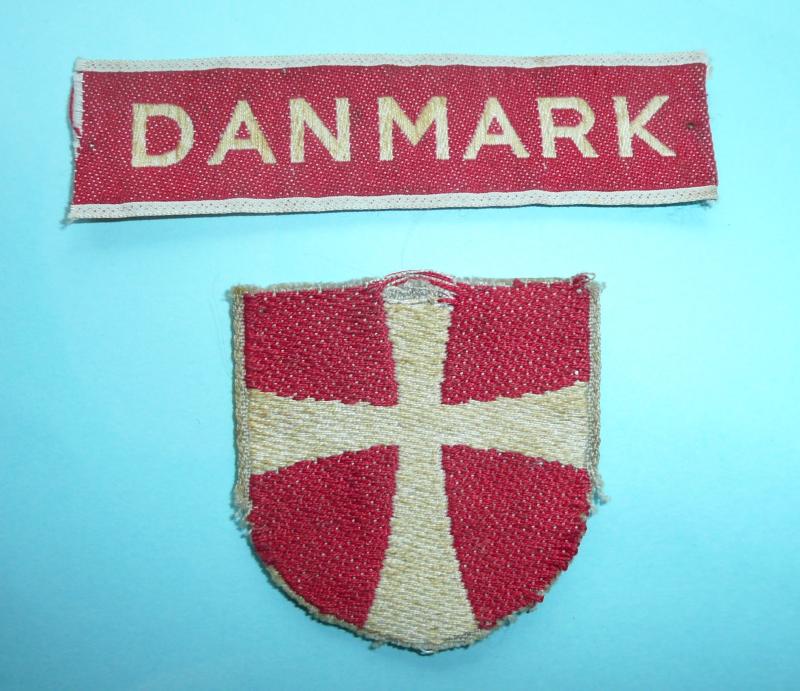 Post WW2 Denmark Danish Brigade Group Cloth Formation Sign with Denmark Shoulder Title