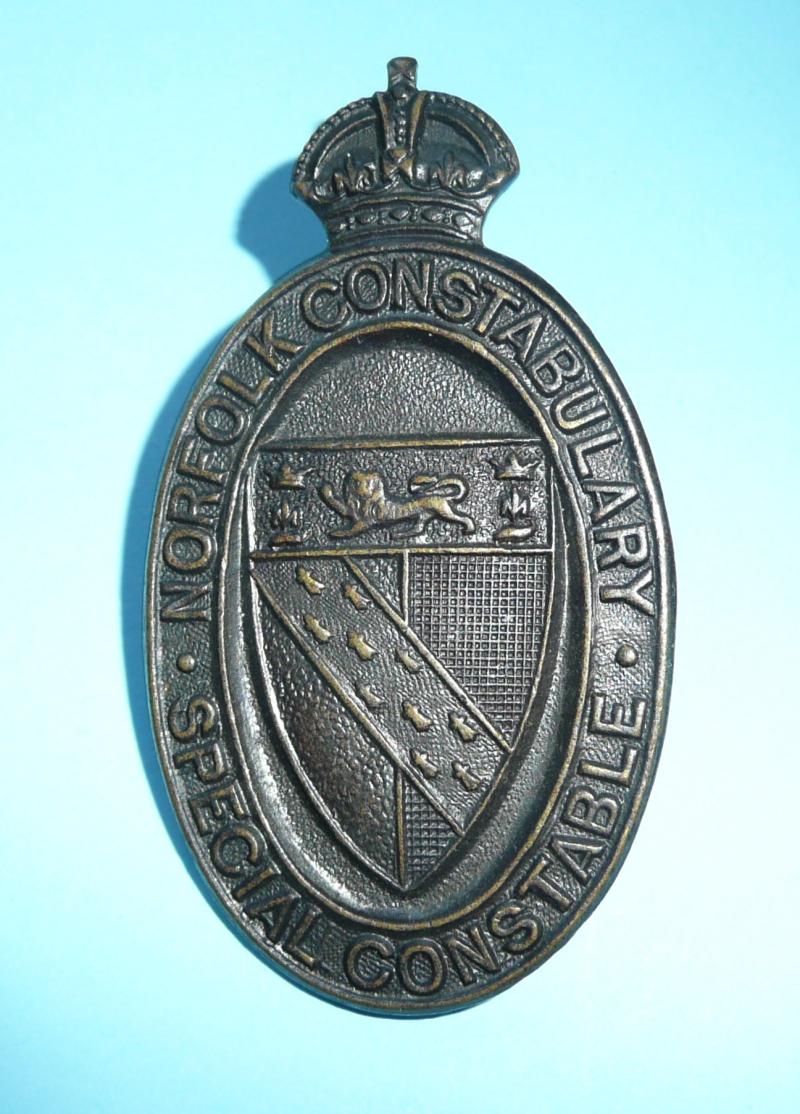 WW1 / WW2 Norfolk Special Constable Constabulary Police Bronze Mufti Lapel Buttonhole Badge