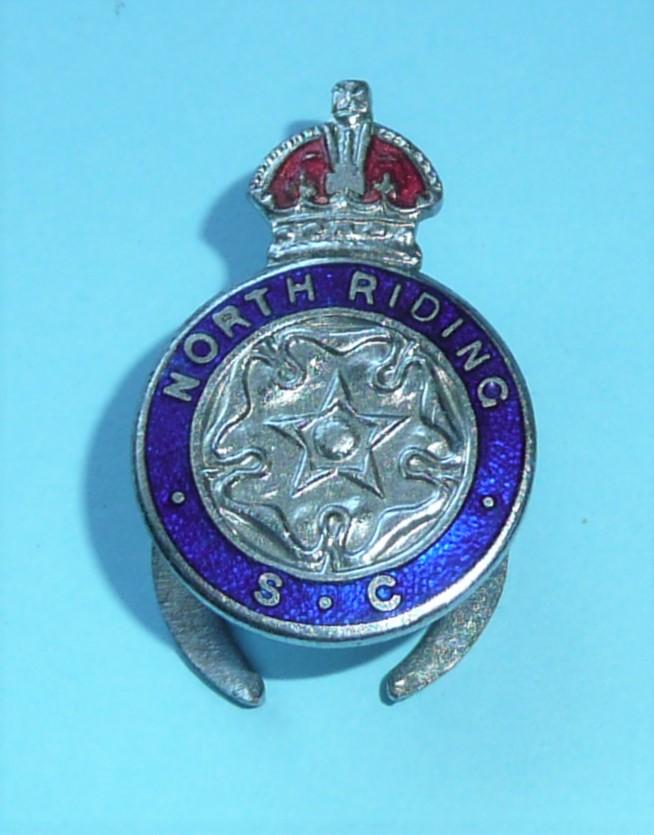 WW2 North Riding of Yorkshire Special Constable Constabulary Police Chrome and Enamel Mufti Lapel Badge