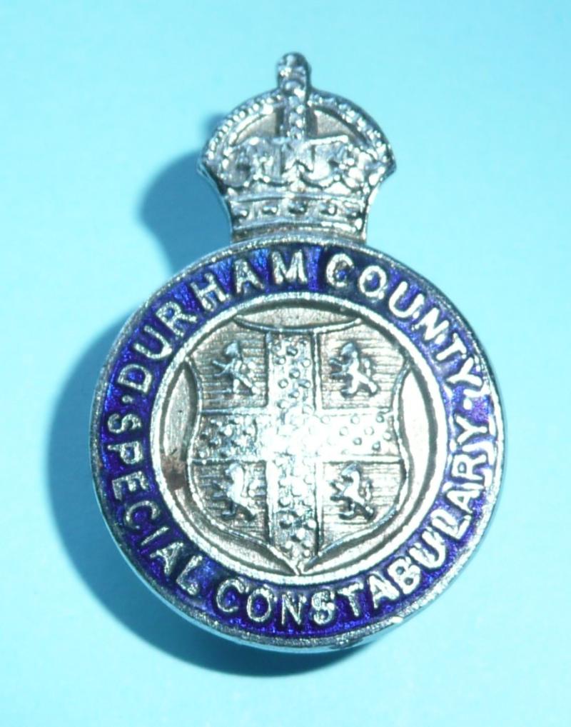 WW2 Durham Special Constable Constabulary Police Enamel & Chrome Buttonhole Lapel Mufti Badge