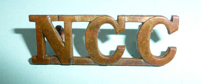 NCC Non Combatant Corps Brass Shoulder Title / Cap Badge