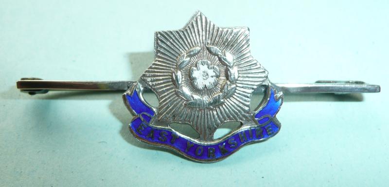 East Yorkshire Reigment Sterling Silver and Enamel Lapel Tie Pin Bar Sweetheart Brooch Badge
