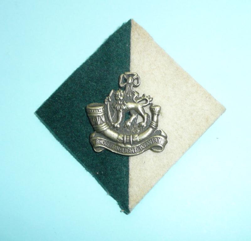 UDI Rhodesian Light Infantry Cap Badge on Felt Backing Cloth Patch