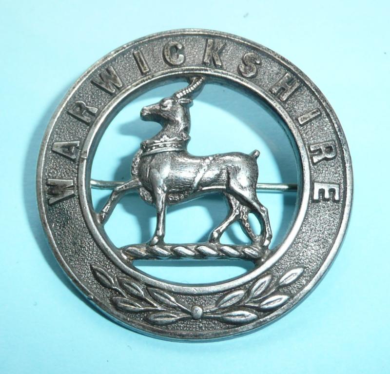 Royal Warwickshire Regiment Officers Unmarked Silver Glengarry / Pagri Badge