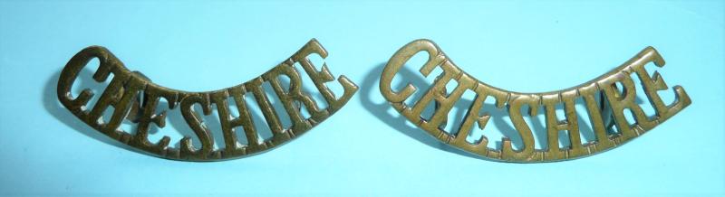 Cheshire Regiment Officers Matched Pair of Brass Shoulder Titles