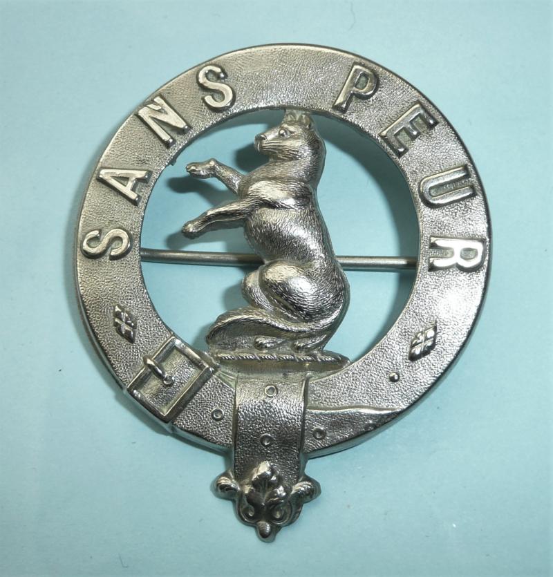 5th (The Sutherland and Caithness Highland) battalion of The Seaforth Highlanders White Metal Glengarry Badge - Stout Pin Fitting